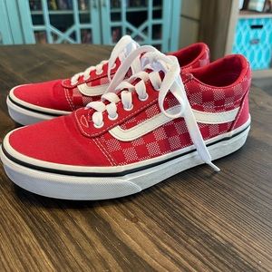Kids Vans Size 2.5 Little Boys Red Checker Old Skool